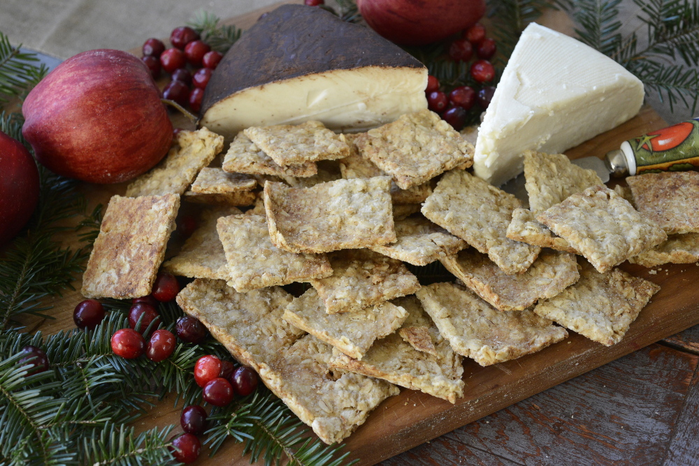 Kathy Heye’s homemade crackers, ready to serve with cheese at her home in Freeport.