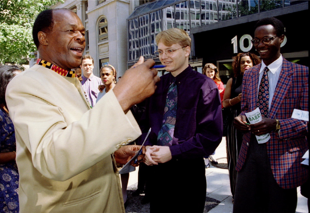 Marion Barry, left, is shown campaigning. He has been dubbed “Mayor for Life” of Washington.