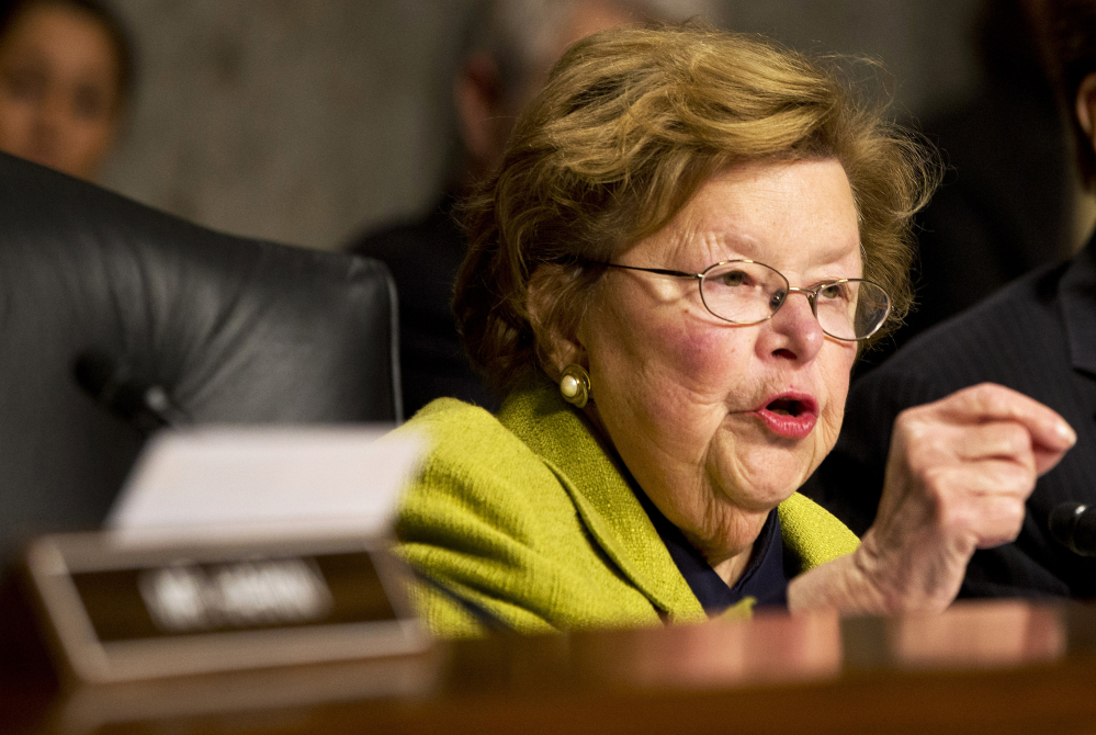 The Associated Press Senate Appropriations Committee Chair Sen. Barbara Mikulski, D-Md., speaks on Capitol Hill in Washington. Lawmakers are finalizing a sweeping $1.1 trillion spending bill to fund the government through September and prevent a shutdown later this week.