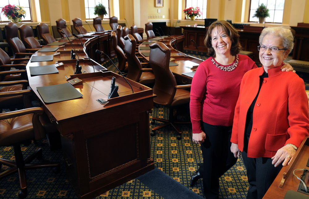 Heather Priest, left, is the new secretary of the Senate, following her mother, May M. Ross Coffin, who held the same position until 1996.