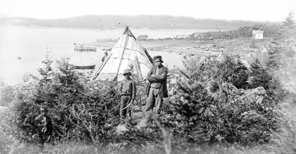 Mi’kmaq at Turtle Grove (Tufts Cove) settlement, Dartmouth, Nova Scotia, ca. 1871. Public Domain in the U.S.