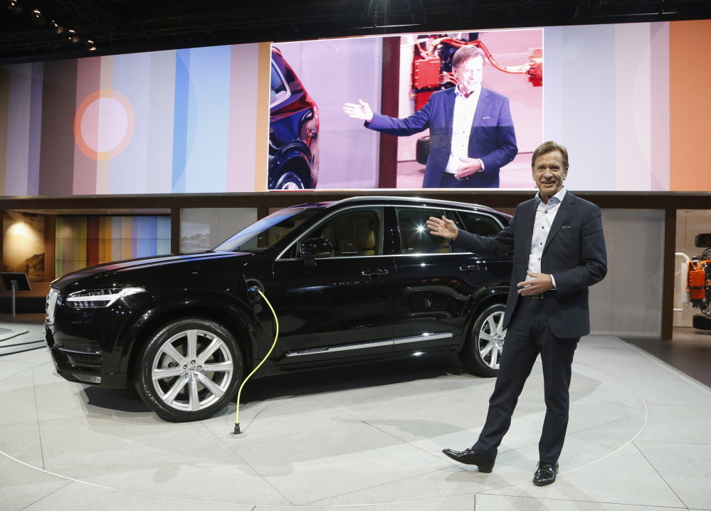 Hakan Samuelsson, CEO of Volvo Car Group, discusses the 2016 Volvo XC90 at the Los Angeles Auto Show last month. Volvo plans to gradually start selling online globally.