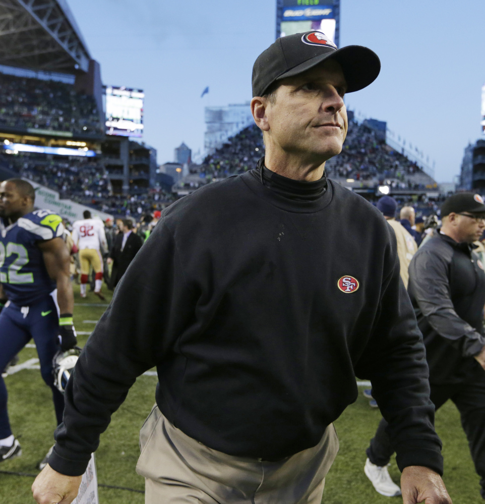 San Francisco 49ers Coach Jim Harbaugh has reportedly received an $8 million offer to coach at Michigan. Harbaugh is at odds with 49ers management.