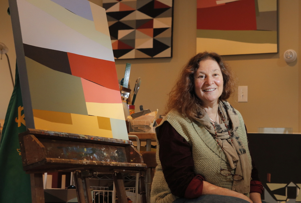 Berri Kramer in her Kennebunkport studio. The artist also is president of Heartwood College of Art, which next month graduates its first master of fine arts class.