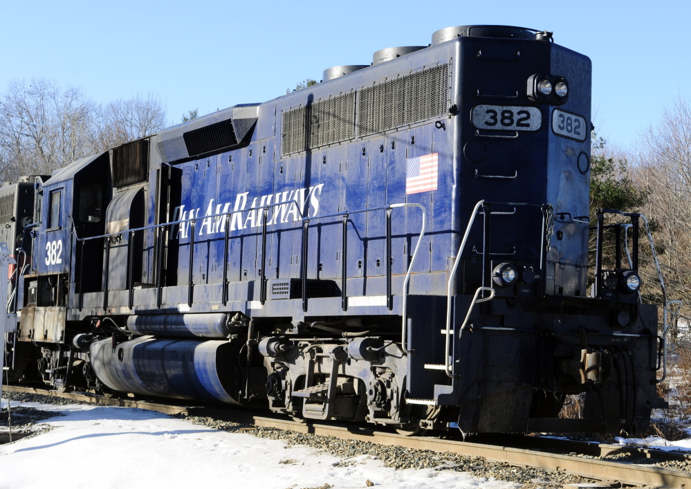 A fire Saturday morning disabled this locomotive, seen stopped near the Berry Road railroad crossing in Monmouth.