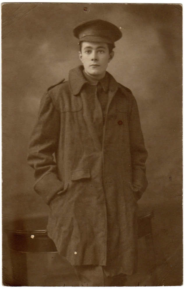 In this undated image provided by the Henry Williamson Society, World War I soldier Private Henry Williamson poses in his uniform. Williamson, served with the London Rifle Brigade in Ploegsteert, Belgium during December of 1914 and sent a letter home to his mother detailing his life in the trenches and outlining events during the Christmas Truce.