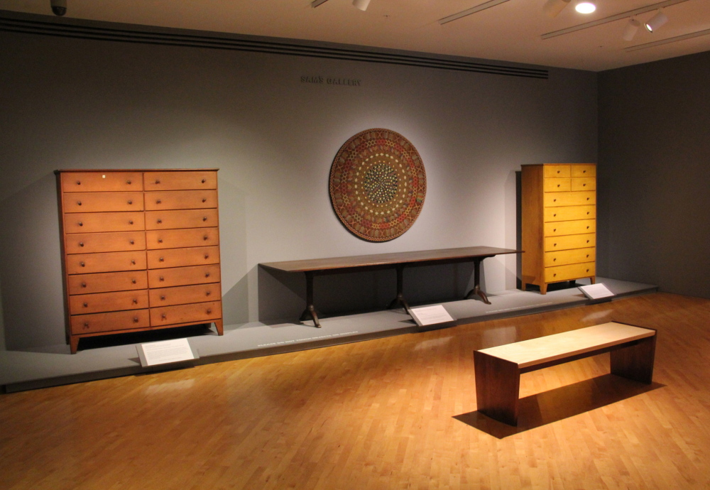 The Rockland museum show features a range of Shaker furniture, implements, art and artifacts.
