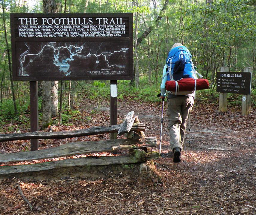 The Foothills Trail in South Carolina includes a series of high wooded ridges that culminates with Sassafras Mountain, the state’s highest point.