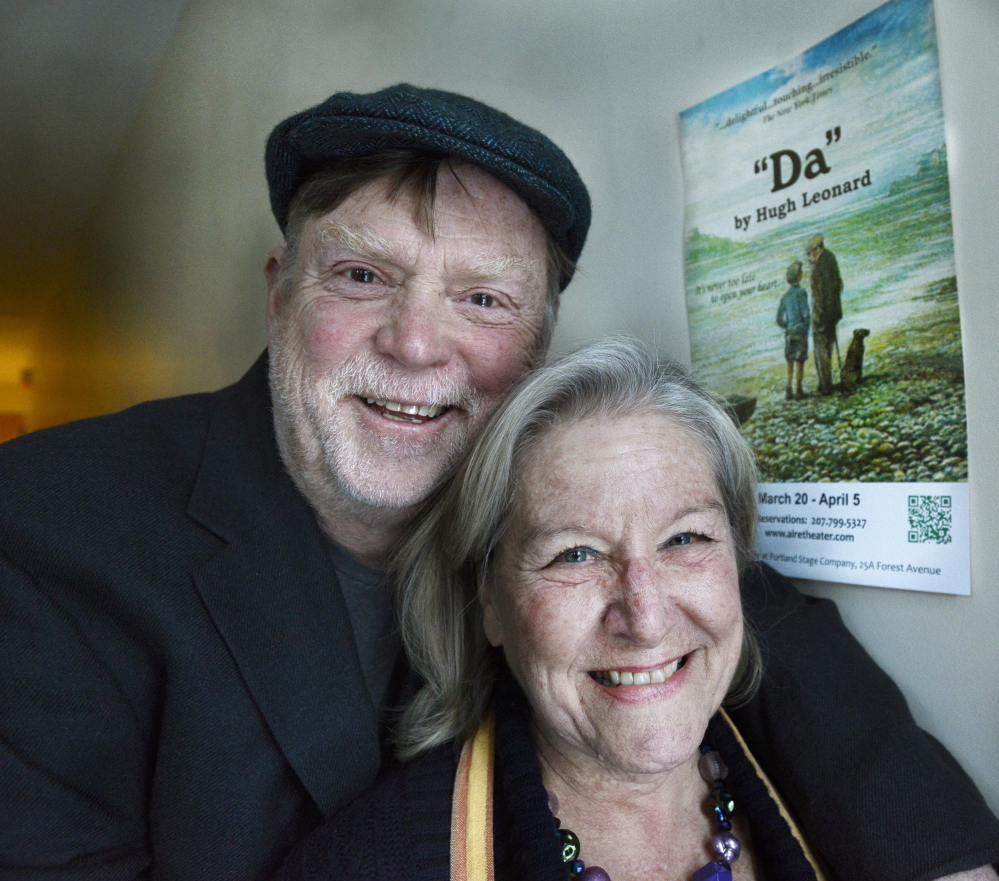 Tony and Susan Reilly are pictured in a file photo from March 2014, when they were celebrating the opening of a new American Irish Repertory Ensemble production called “Da.”
