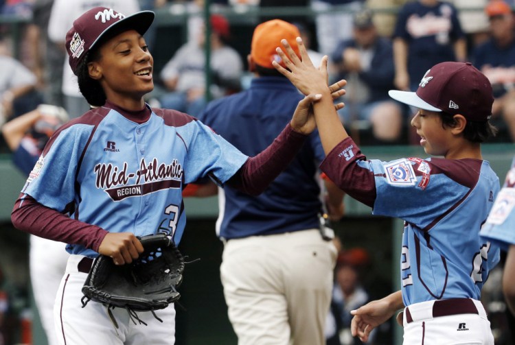 Pennsylvania pitcher Mo’ne Davis celebrates after getting the final out of a 4-0 shutout against Tennessee in August.