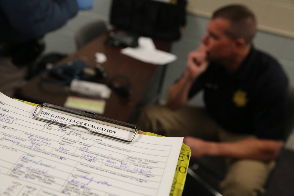 A completed roadside drug influence evaluation sheet is seen during a March 6 drug recognition expert class at the Colorado State Patrol Training Academy in Golden. In states where marijuana is legal – for recreational use, medical use or both – police officers need more training on how to recognize motorists who are too high to drive safely.