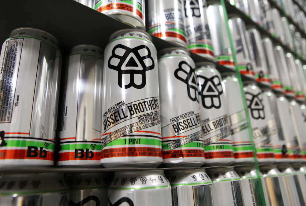 Bissell Brothers brewers say their beer has to be drunk fresh without sitting on shelves. Here empty cans await filling at the brewery, where long lines form at the tap room door.
Joel Page/Staff Photographer