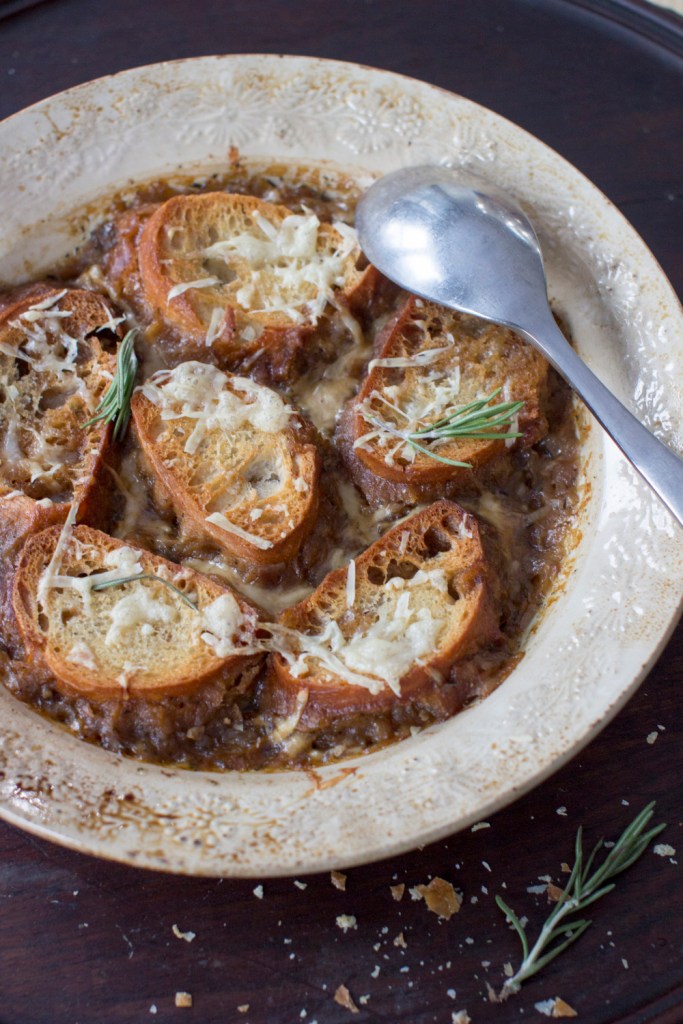 For a healthier version of the classic, Melissa D'Arabian's onion soup recipe keeps the cheese to a minimum.