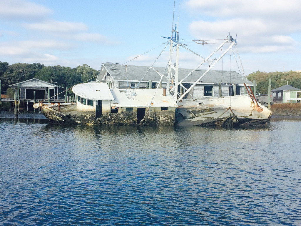 Sailors can get a close up view of this sinking ship on ICW in South Carolina. 