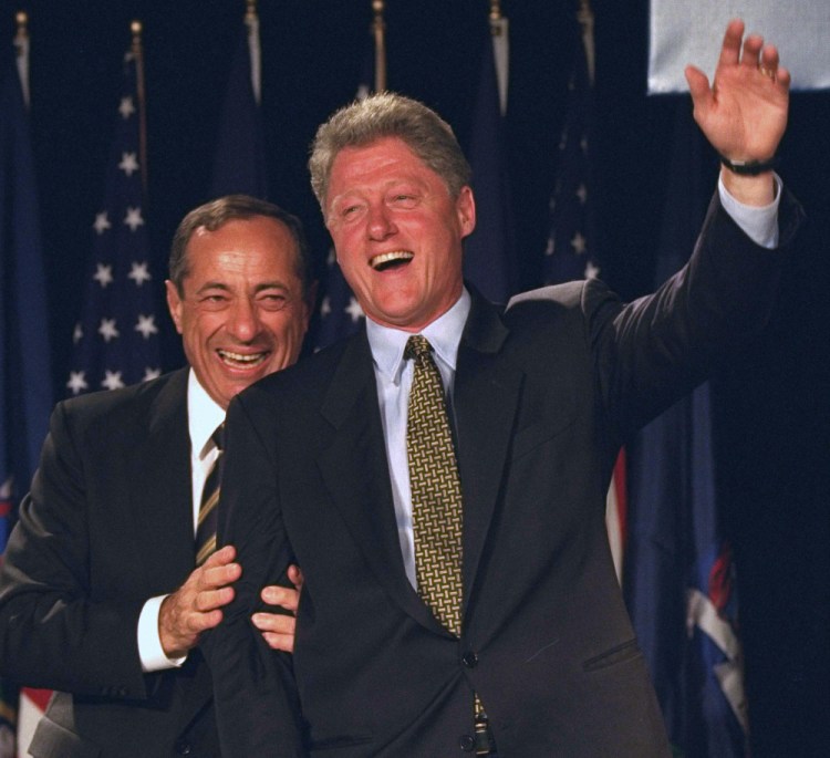 President Bill Clinton, appearing with New York Gov. Mario Cuomo at a New York hotel on Oct. 19, 1994, won the presidency in 1992 after Cuomo decided not to run, then steered the Democratic Party toward the center.