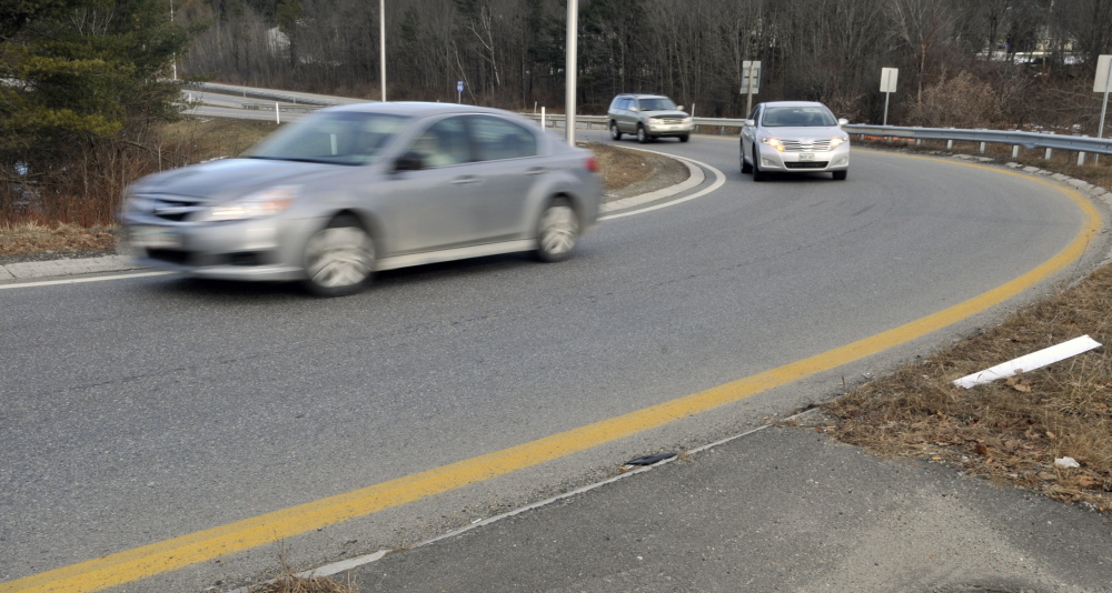 Maine Department of Transportation officials plan to make the Interstate 95 Exit 109B offramp, which now comes into Western Avenue on a curve, connect with the avenue at a 90-degree angle, in hopes of reducing accidents.