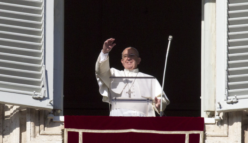 Pope Francis arrives for noon prayer Sunday, when he named 15 new cardinals, some from far-flung corners of the world.