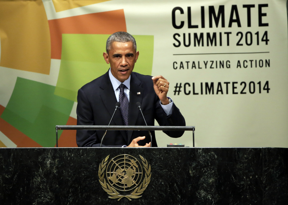 President Obama addresses the Climate Summit in September at United Nations headquarters. His ambitious efforts to combat global warming face their biggest trial yet as Republicans take control of Congress. Success for Republicans would have ramifications far beyond the United States.