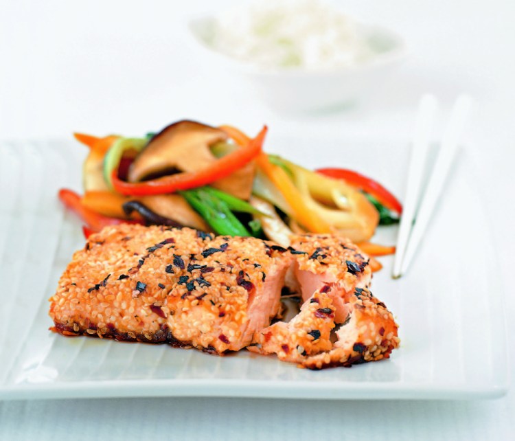 Sesame-crusted salmon from "The Fasting Cookbook"
