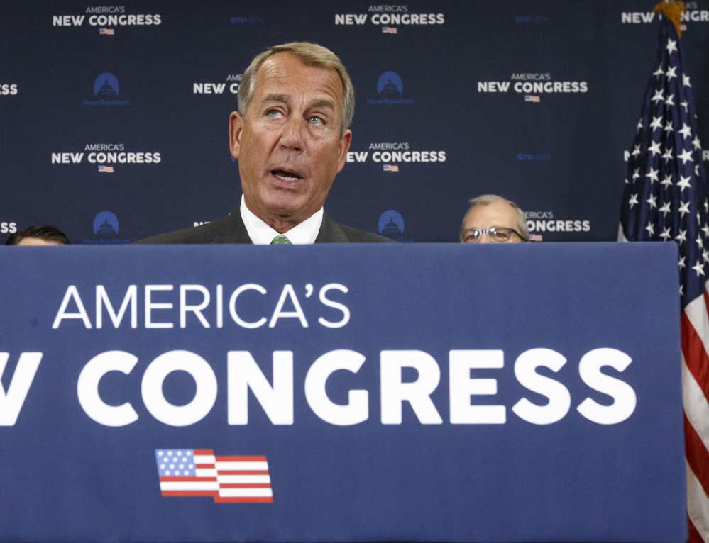 House Speaker John Boehner speaks Wednesday in Washington. Some Republicans urged him not to crack down on foes and instead focus on substantive issues.