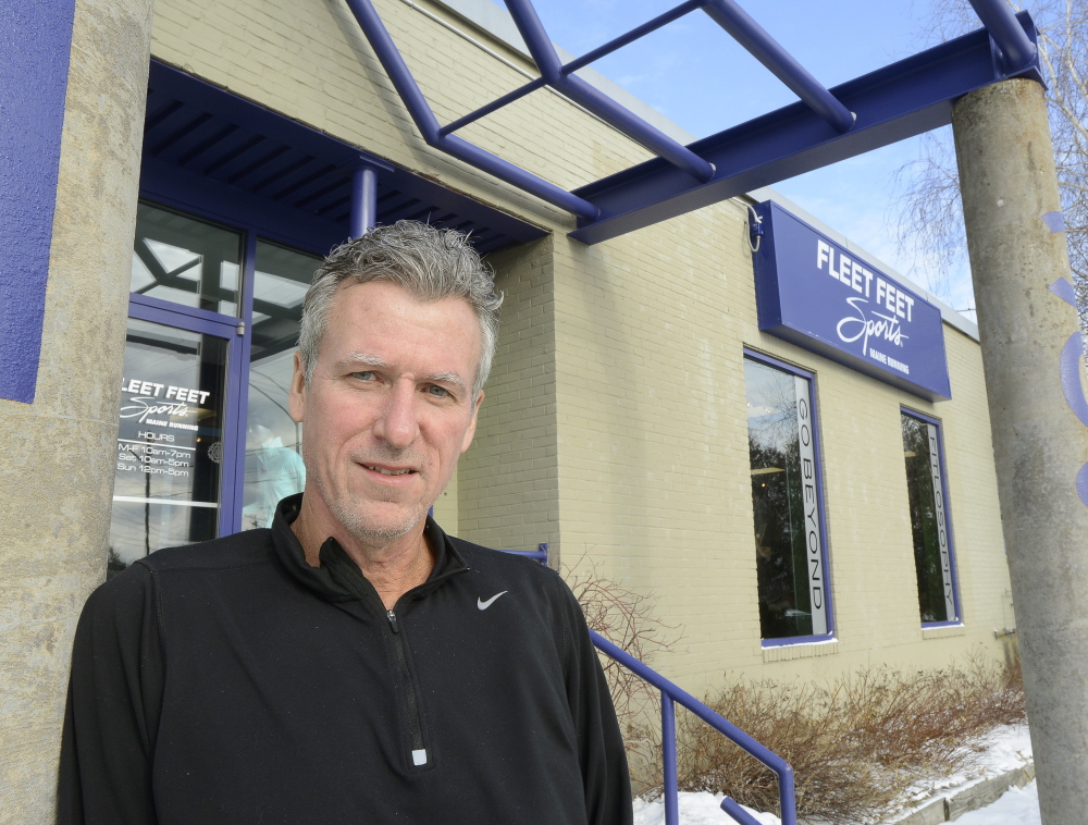 John Rogers at Fleet Feet Sports/Maine Running in Portland, reached out to customers about becoming a franchise.