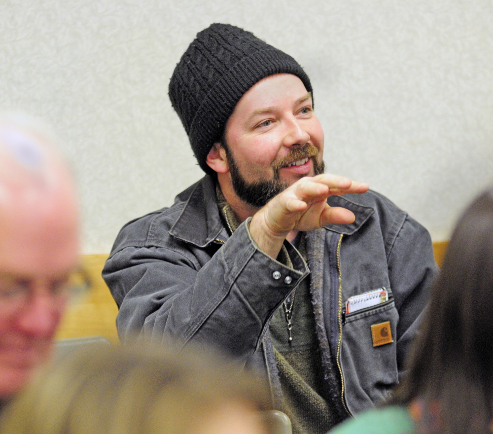 Matt Carter, associate farm manager at Pietree Orchard in the town of Sweden, asks a question about social media marketing Thursday at the 74th Agricultural Trades Show at the Augusta Civic Center.