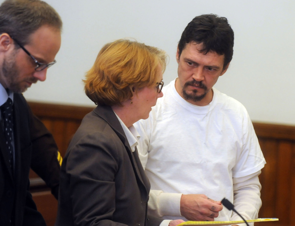 James Robarge appears at his arraignment last week in a Newport, N.H., court.   A lawyer for Robarge, 45, insists his client did not kill 42-year-old Kelly Robarge in June 2013.
