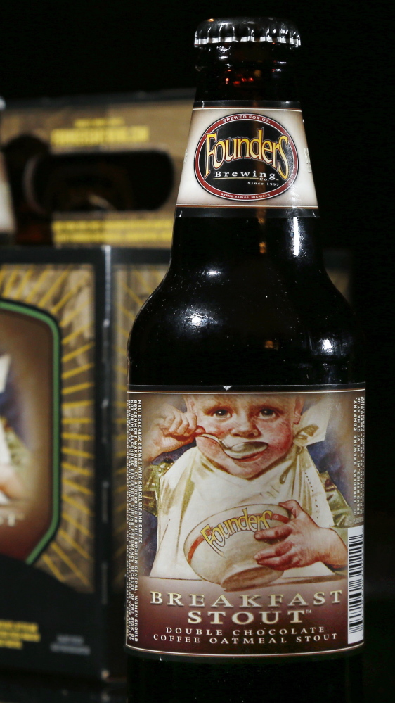 Founders Breakfast Stout   can’t be sold in bottles in New Hampshire because the label features a child eating breakfast. The state is considering allowing the label.