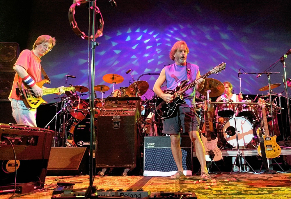 The Grateful Dead, from left, Phil Lesh, Bill Kreutzmann, Bob Weir and Mickey Hart perform during a reunion concert in East Troy, Wis.