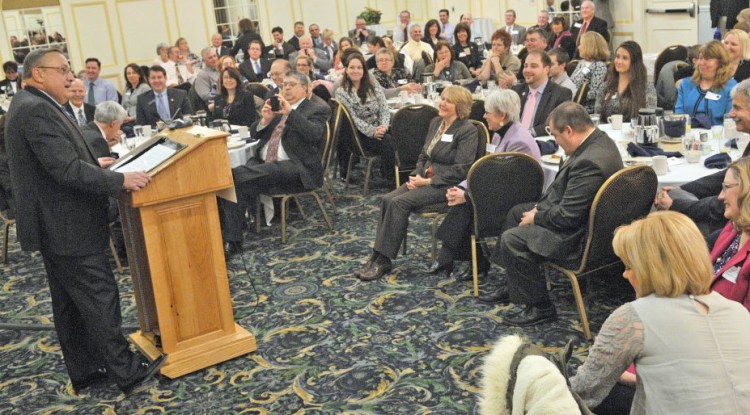 Gov. Paul LePage speaks Wednesday to the Kennebec Valley Chamber of Commerce at the Senator Inn and Spa in Augusta.