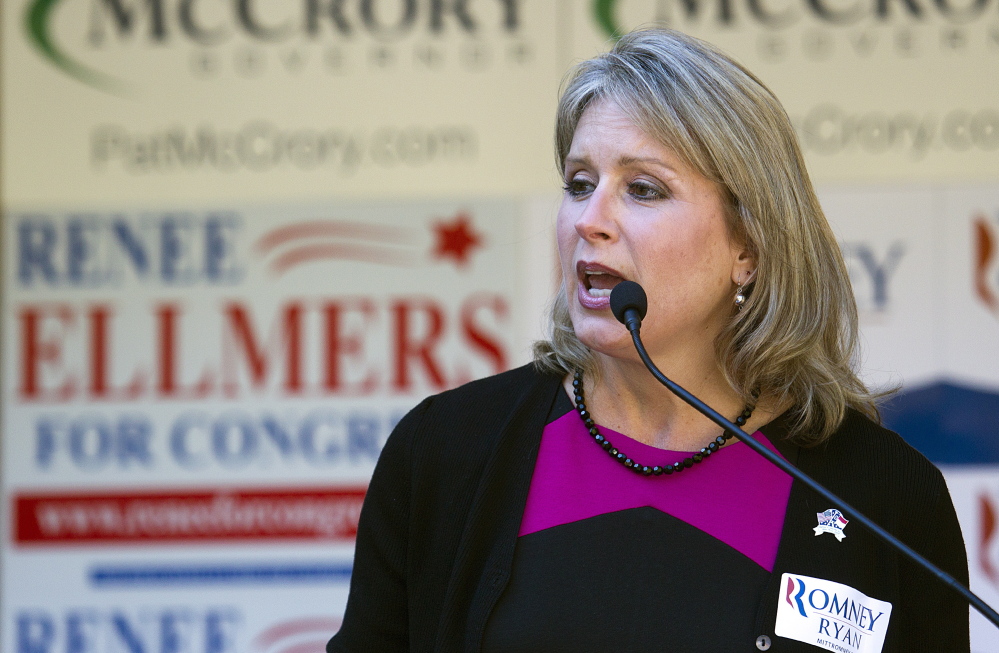 Rep. Renee Ellmers, R-N.C., speaks to supporters gathered at a rally in Raleigh, N.C. on Saturday, Oct. 13, 2012. House Speaker John Boehner was also at the event to support Ellmers and fellow candidate George Holding in the November election. (AP Photo/Karl B DeBlaker)