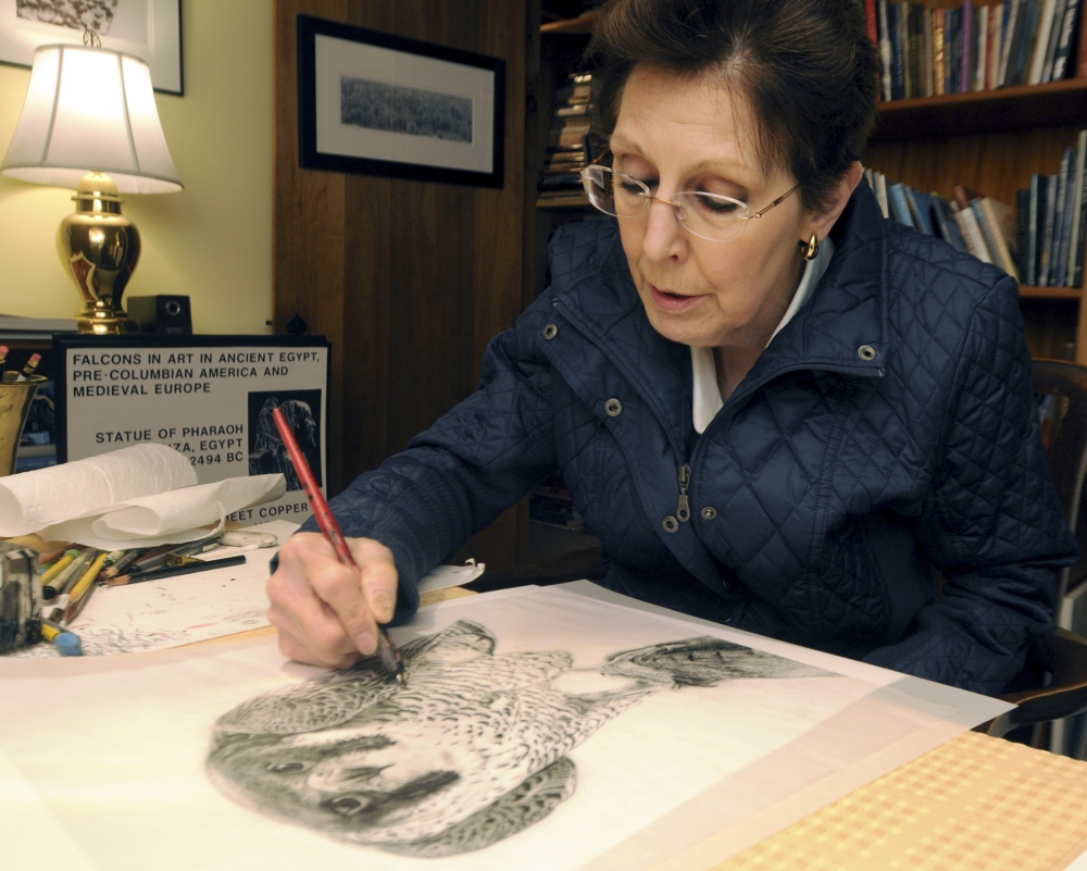 Julie Collier has an encyclopedic knowledge of raptors and has drawn them for the Merriam-Webster Dictionary.