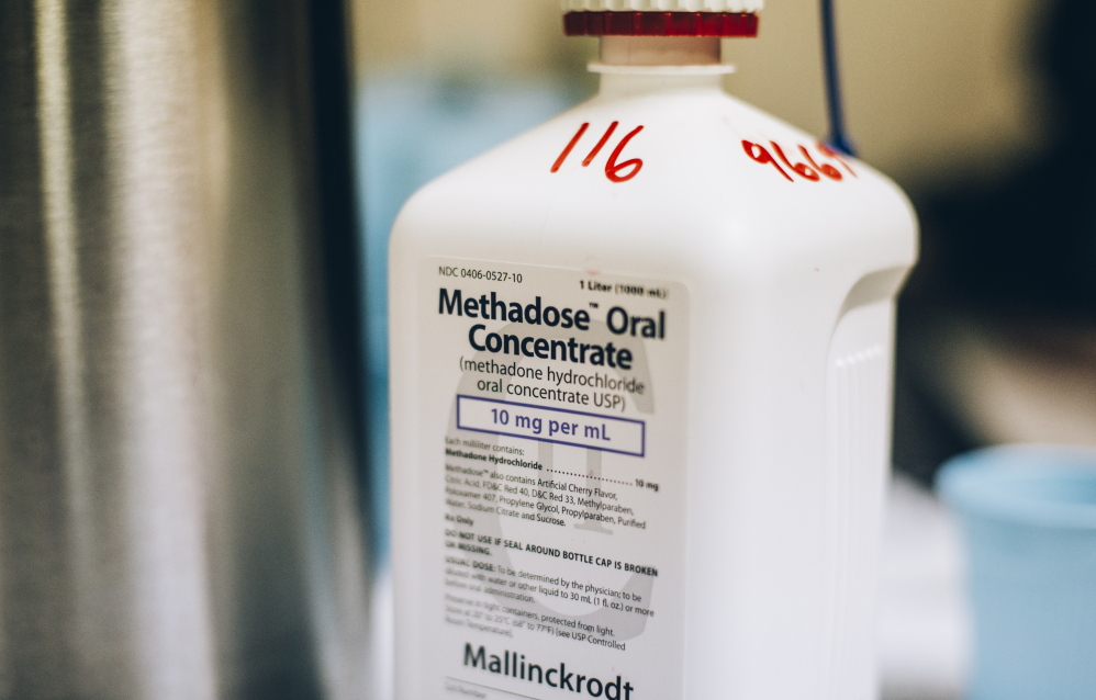 Liquid methadone at the CAP Quality Care clinic, which offers methadone treatment to patients as a part of their substance recovery process in Westbrook.