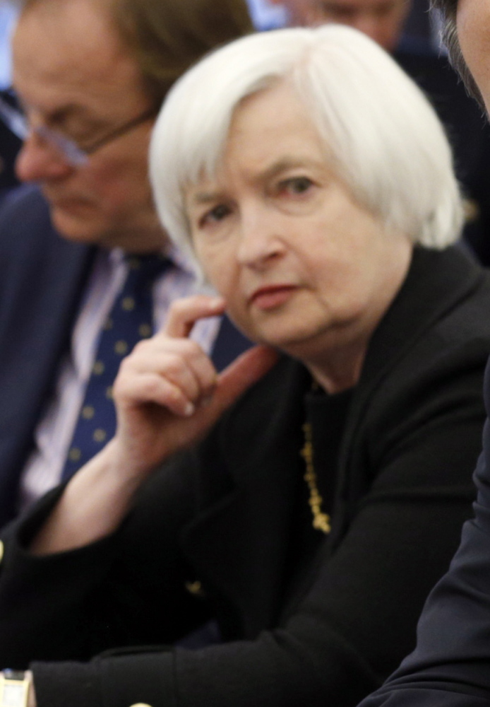 Federal Reserve Chairwoman Janet Yellen has said patience means a rate hike is unlikely for at least the next two meetings.