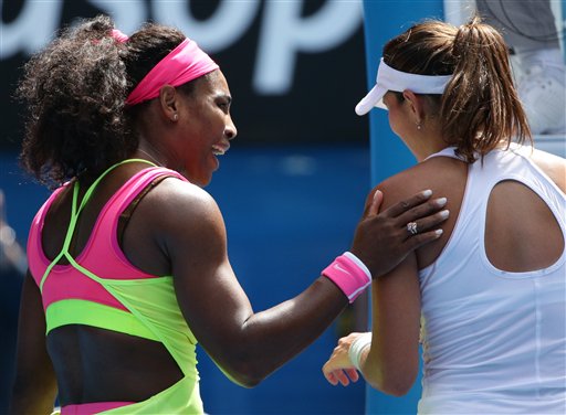 Serena Williams defeated Garbine Muguruza at the Australian Open tennis championship in Melbourne, Australia, Monday. The Associated Press
