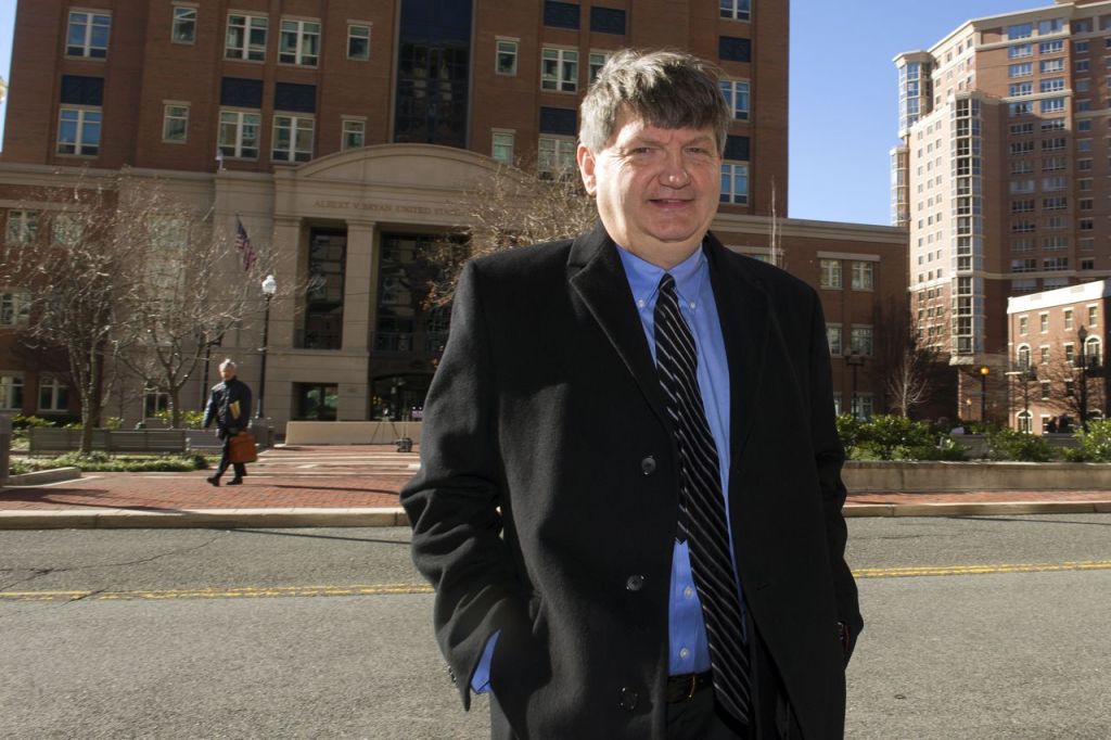New York Times reporter James Risen leaves federal court in Alexandria, Va., in this Jan. 5, 2015, photo. Risen's 2006 book, "State of War," describes the secret CIA mission to derail Iran's nuclear ambitions by giving them deliberately flawed blueprints as hopelessly botched. The Associated Press