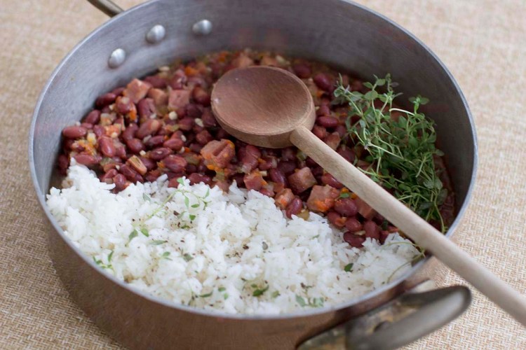 Just a 1/2 cup serving of red beans and rice has 8 grams each of protein and fiber – all for about 100 calories, and close to no fat. The Associated Press