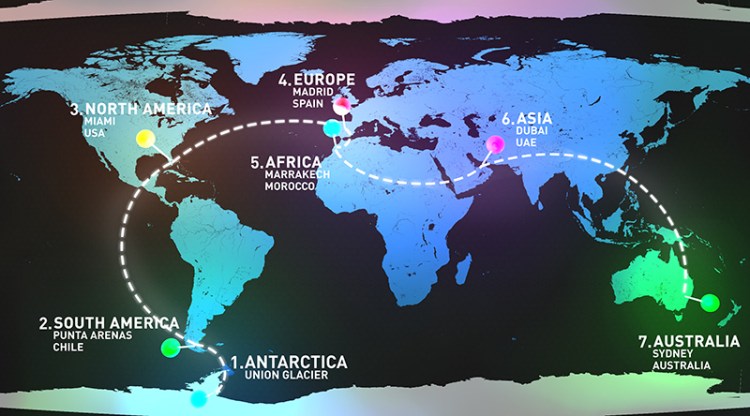 Route map of the 2015 World Marathon Challenge