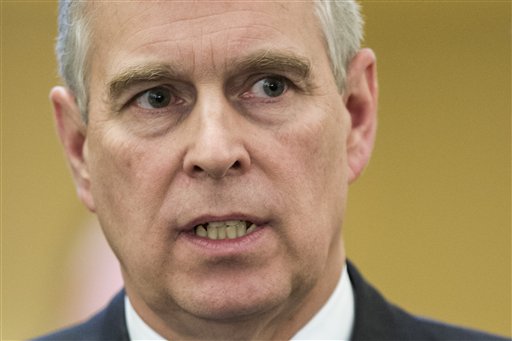 Britain's Prince Andrew attends the World Economic Forum in Davos, Switzerland, Thursday. "I just wish to reiterate and to reaffirm the statements which have already been made on my behalf by Buckingham Palace. My focus is on my work," he said. The Associated Press