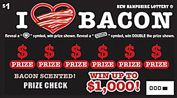 To promote the ticket, the New Hampshire Lottery will be driving a "bacon truck," handing out free smoked bacon samples and lottery tickets.