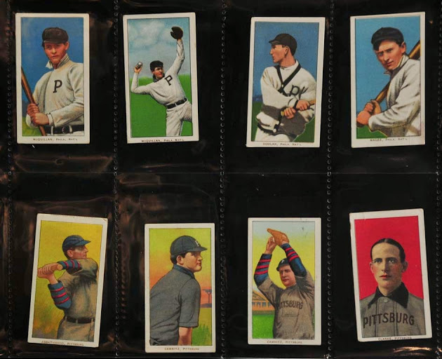 A selection of vintage baseball cards, part of one batch of a large auction being held by Saco River Auction Co. in Biddeford.