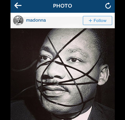 Screen shot of Rev. Martin Luther King, Jr. from Madonna's Instagram account.
