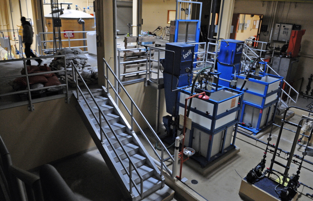The chemical feed room at the Greater Augusta Utilities District’s unused water treatment plant in east Winthrop. The plant may find a use as a training facility.