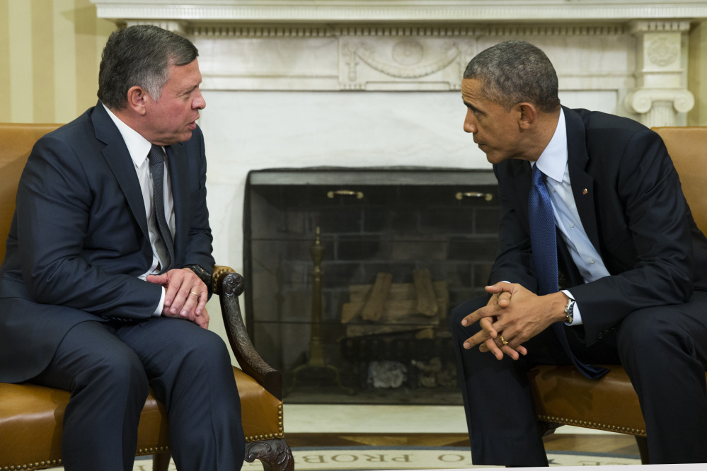 President Obama meets Tuesday with  King Abdullah II of Jordan. Abdullah was in Washington to discuss a new aid deal with the United States but cut short his visit after learning of the killing of Jordanian Air Force pilot Moaz al-Kasasbeh.