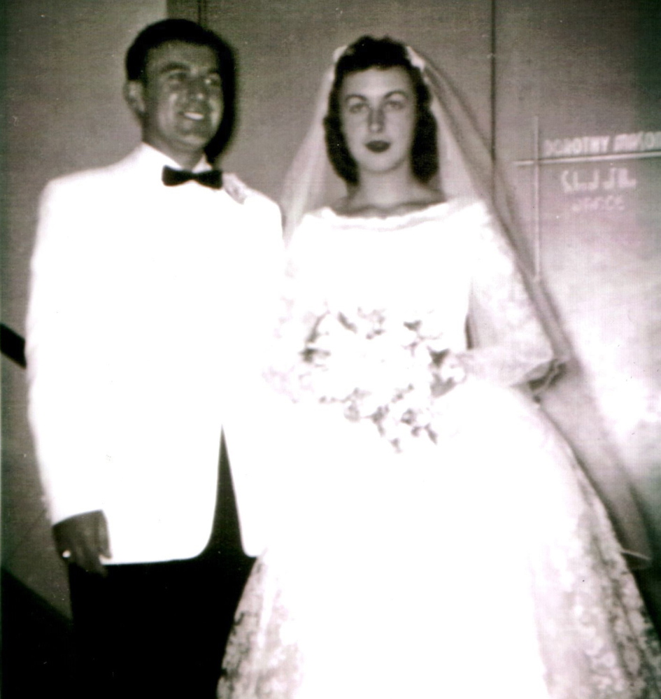 Mary Profenno poses with her new husband, Peter, at their wedding. Married for 58 years, the couple raised three sons in the North Deering section of Portland.