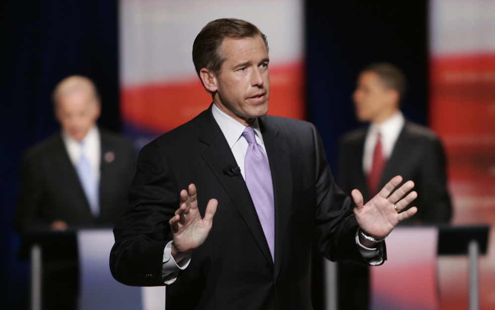 NBC News anchor Brian Williams talks to the crowd at the Democratic presidential primary debate hosted by South Carolina State University in Orangeburg, S.C., in 2007. Williams found his credibility seriously questioned over an Iraq war story Thursday.