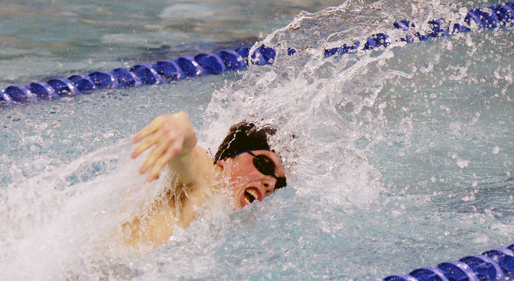 Westbrook’s Greg Violette was a double-winner at the boys’ North Southwesterns in Westbrook on Feb. 6, adding a win in the 100-yard freestyle to his victory in the backstroke. He was named the meet’s outstanding performer.