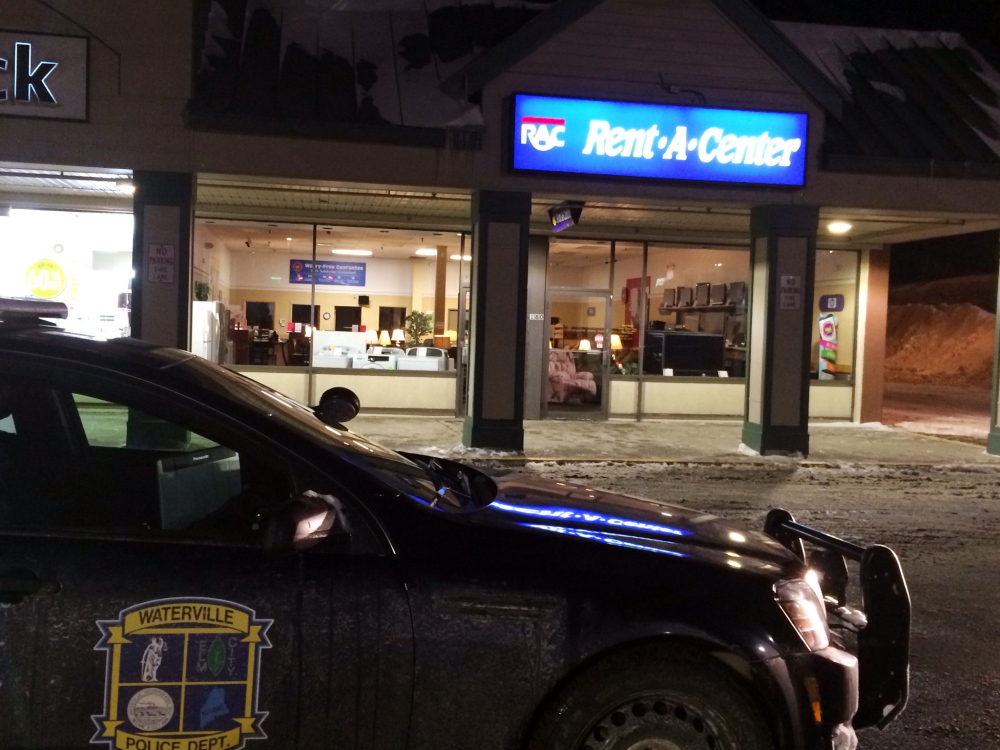 Waterville police responded to the Rent-A-Center store at Elm Plaza off upper Main Street at about 7:30 p.m. Friday after a masked gunman robbed the store.