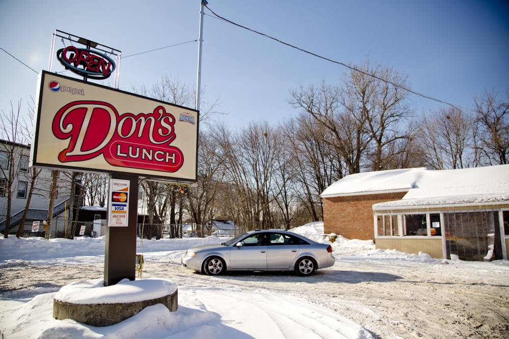 A would-be diner arrives to find Don’s Lunch Van on Main Street in Westbrook closed Friday. Don and Yvonne Richards opened the business in 1976.