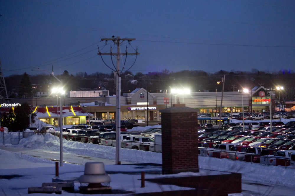 The Shaw’s Millcreek Plaza, in background, which is across Waterman Drive from the Yankee Ford dealership, would be transformed into an area with taller buildings and through streets under the Mill Creek Master Plan developed by a South Portland city committee.